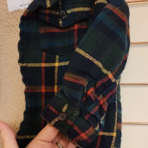 Old Navy Multicolor Plaid Sherpa Jacket, Size 12-18M - Picture 6 of 10